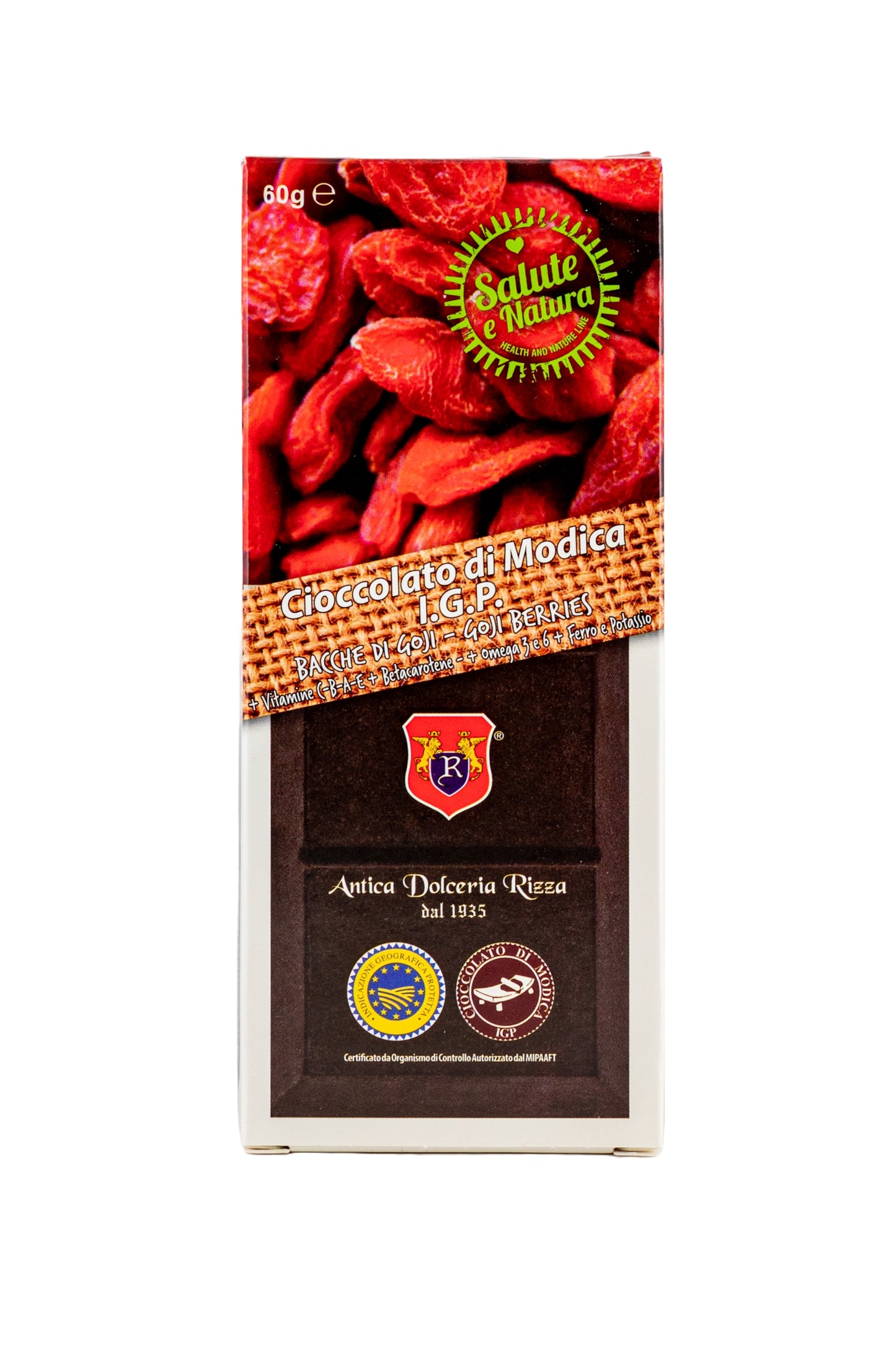 CIOCCOLATO DI MODICA - BACCHE DI GOJI (60g)