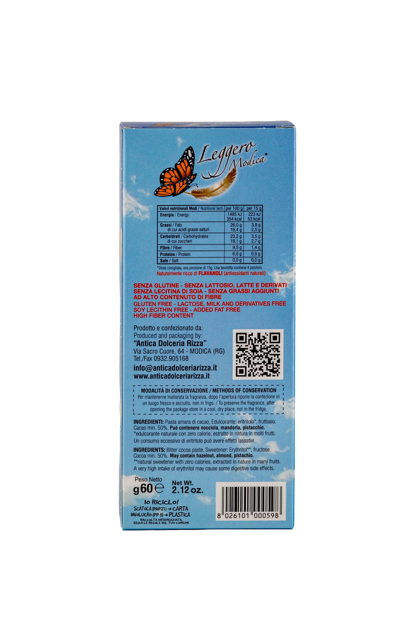CIOCCOLATO DI MODICA - Leggero Modica (60g)