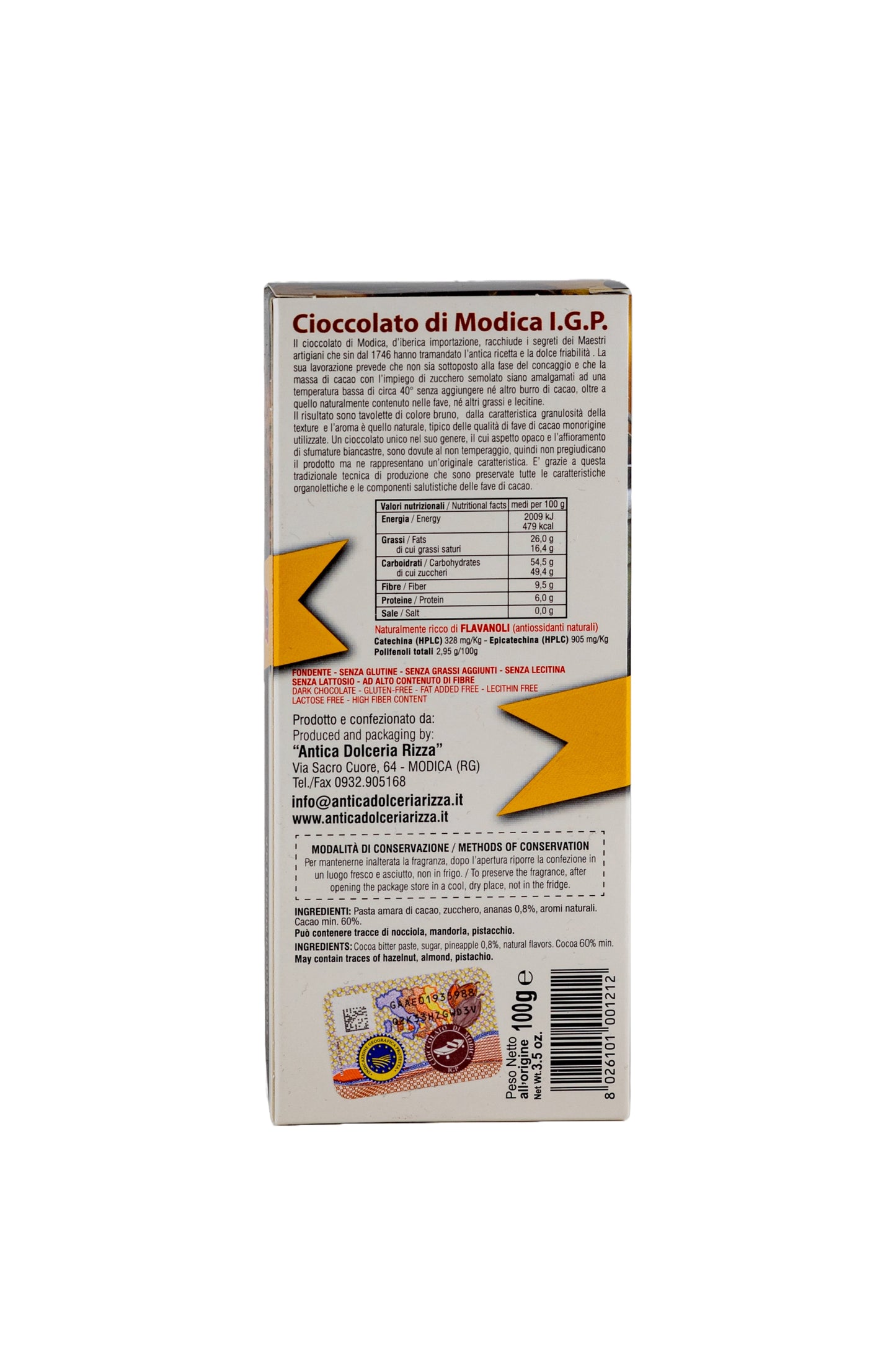 CIOCCOLATO DI MODICA - ANANAS (100g)