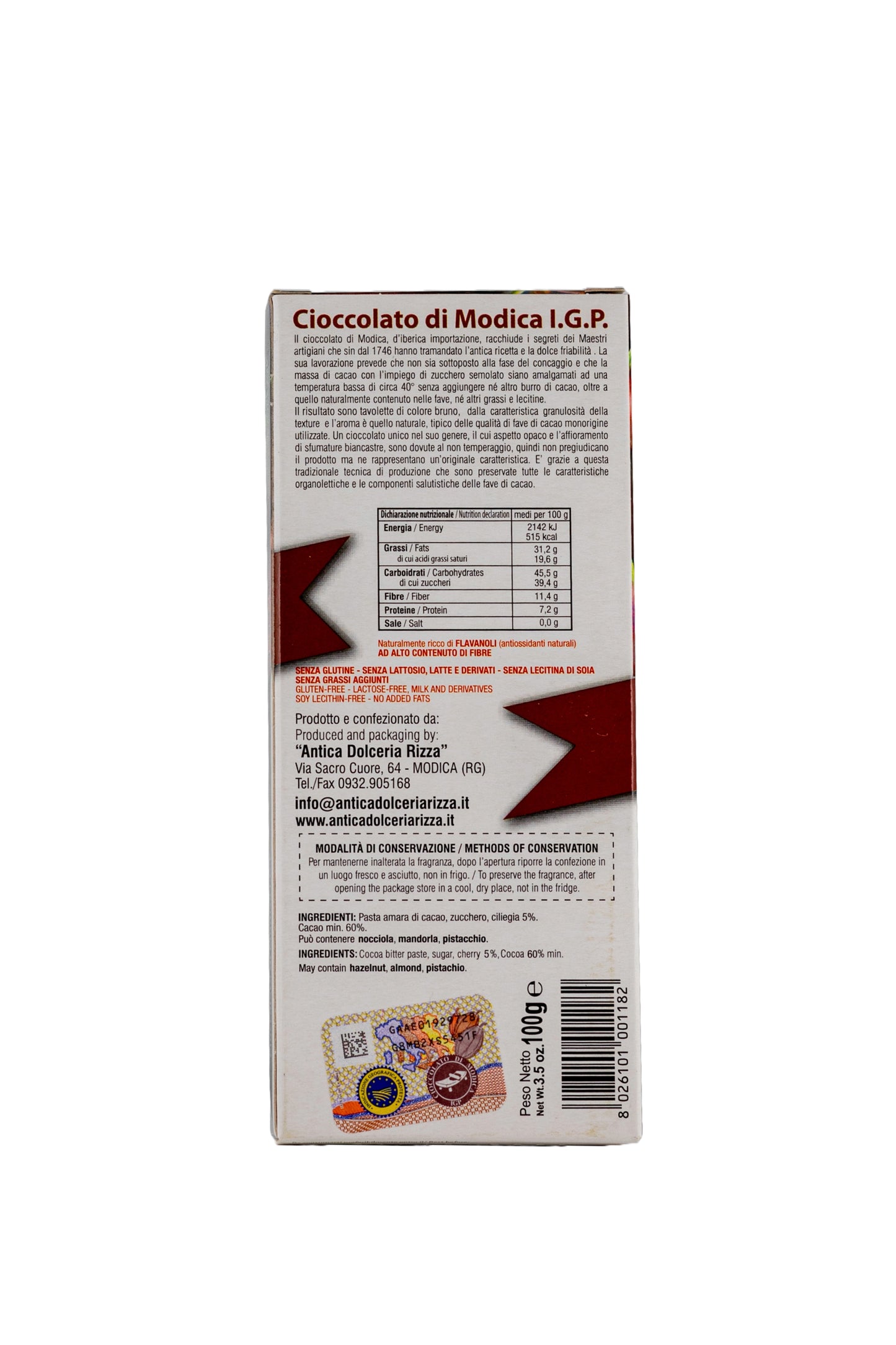 CIOCCOLATO DI MODICA - CILIEGIA (100g)