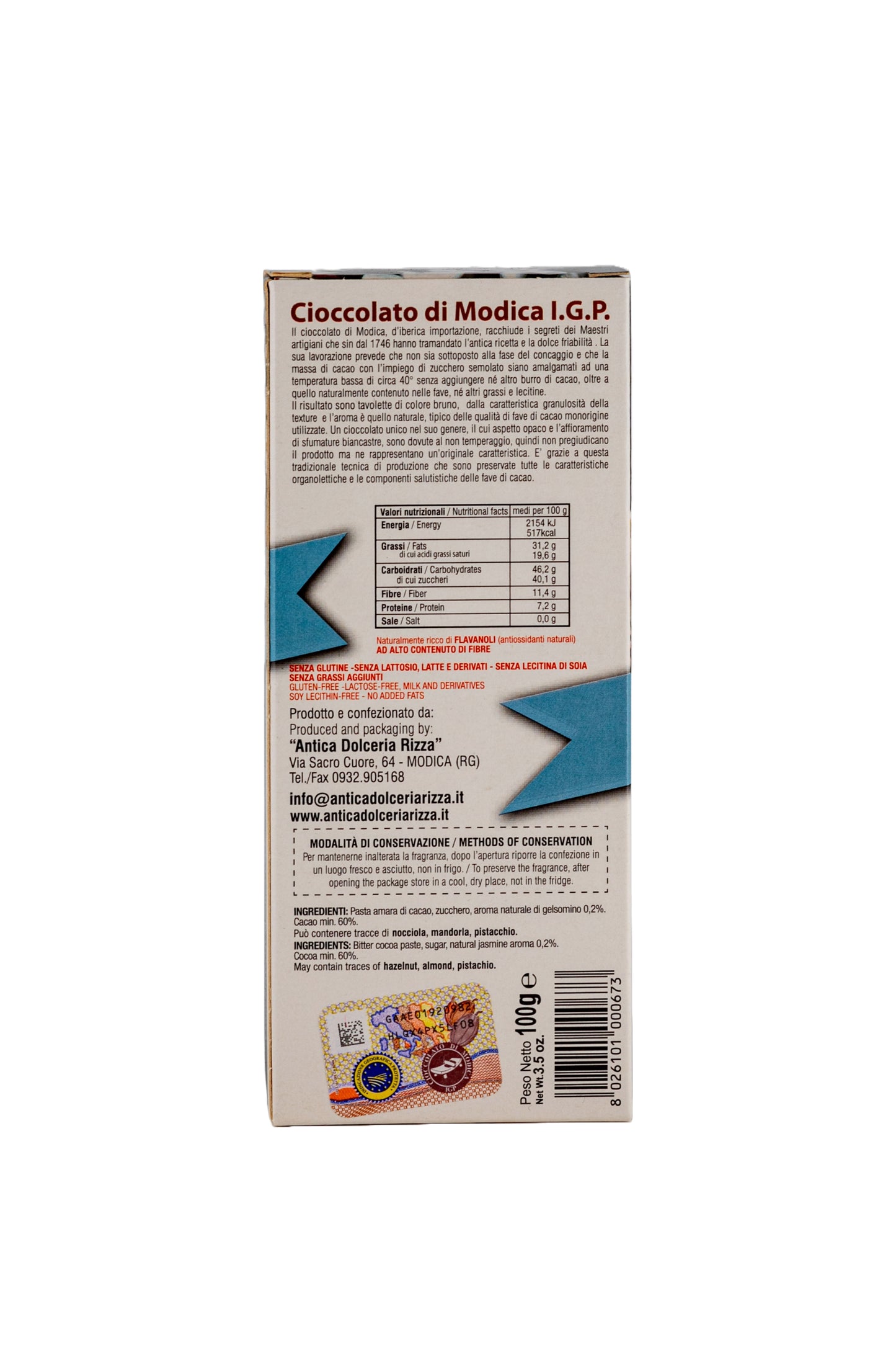 CIOCCOLATO DI MODICA - GELSOMINO (100g)