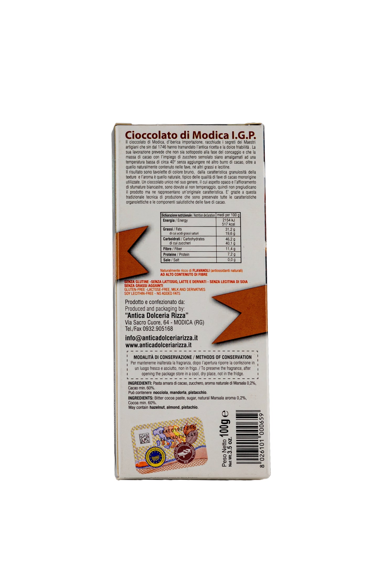 CIOCCOLATO DI MODICA - MARSALA (100g)