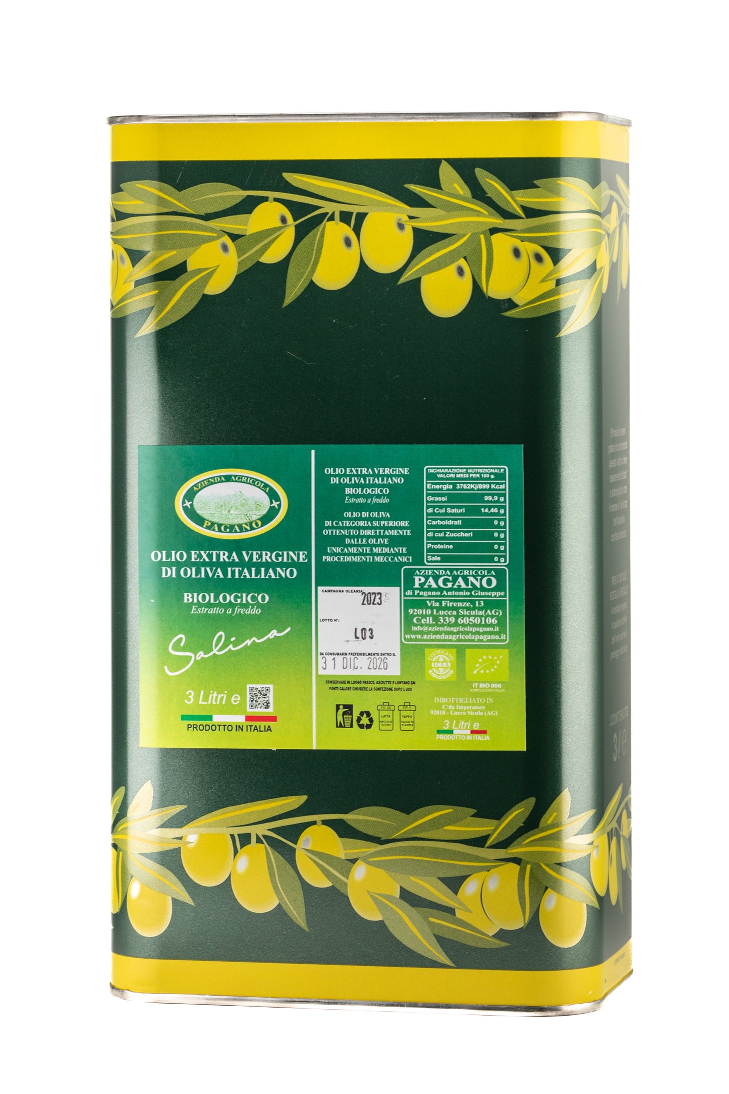 OLIO EXTRA VERGINE BIOLOGICO