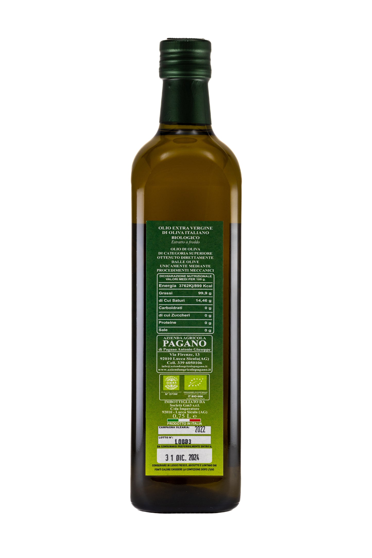OLIO EXTRA VERGINE BIOLOGICO (750ml)