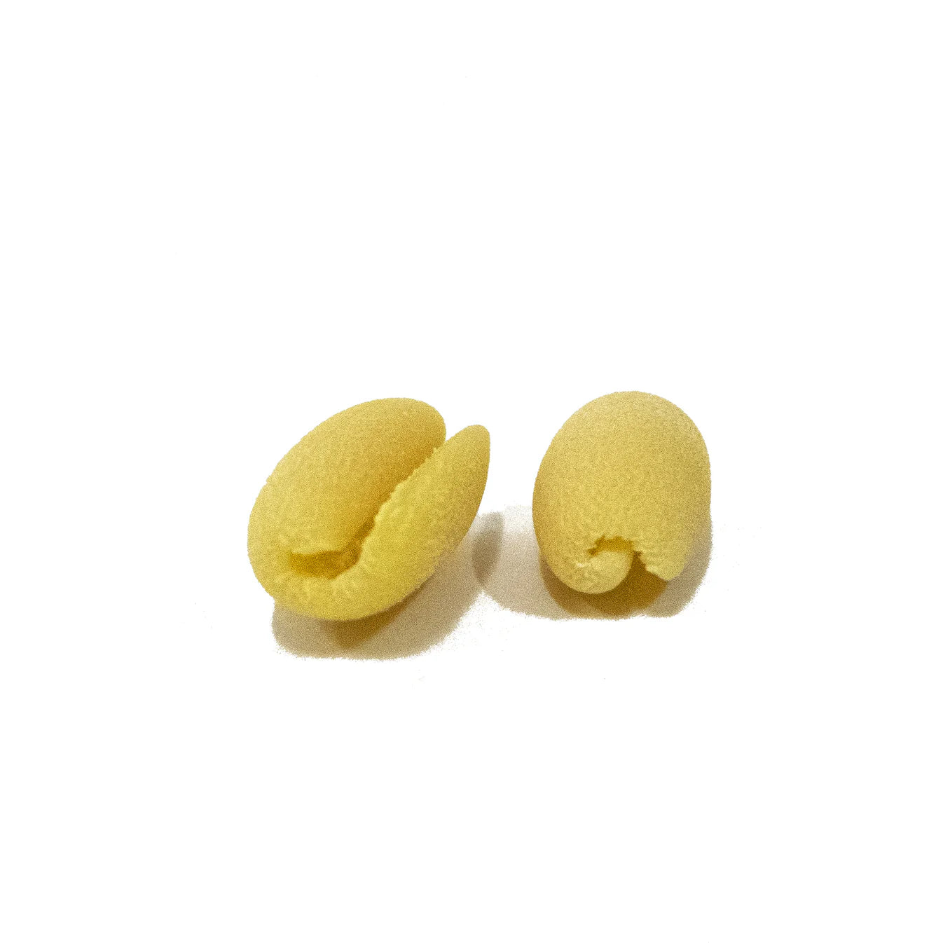 Zwei Cavatelli-Nudeln nebeneinander – handwerklich in Sizilien aus Hartweizen hergestellt.