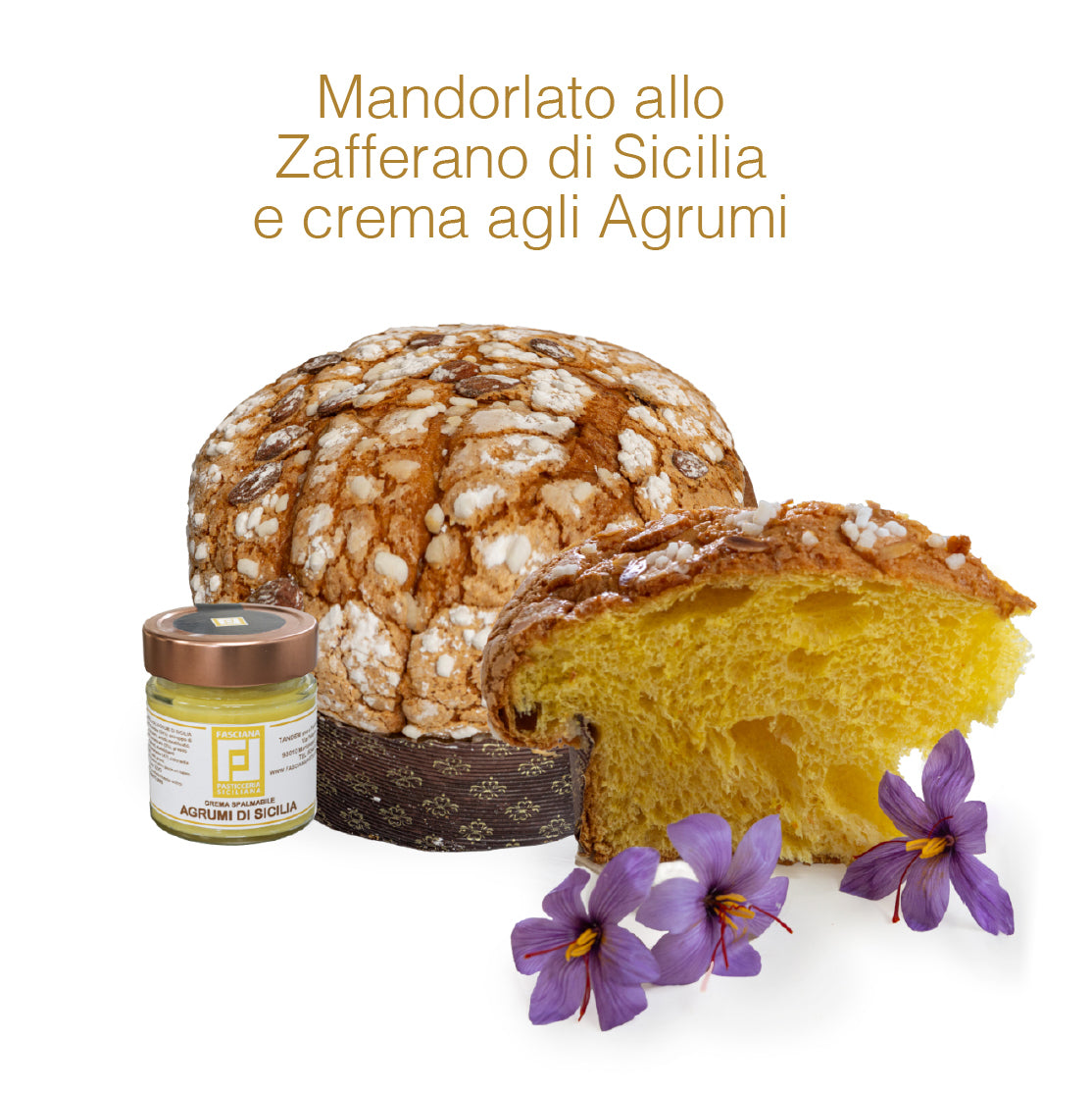 PANETTONE - MANDORLATO ALLO ZAFFERANO DI SICILIA E CREMA AGLI AGRUMI