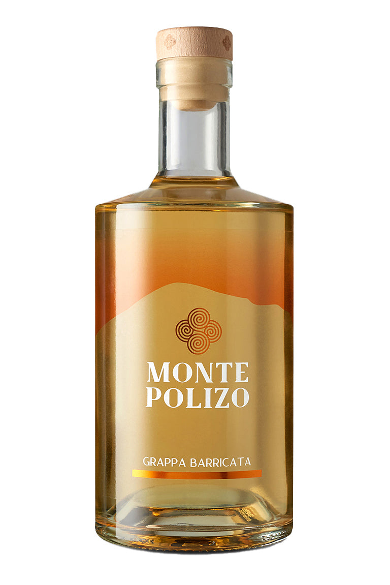 Grappa Barricata aus Sizilien in eleganter 70cl-Flasche – 18 Monate gereift in Eichen- und Barriquefässern, mit sanftem, intensivem Geschmack und feinen Vanillenoten, handwerklich destilliert. 40% Vol.