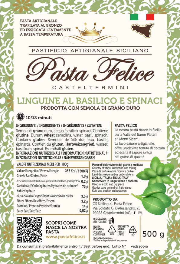 LINGUINE AL BASILICO E SPINACI