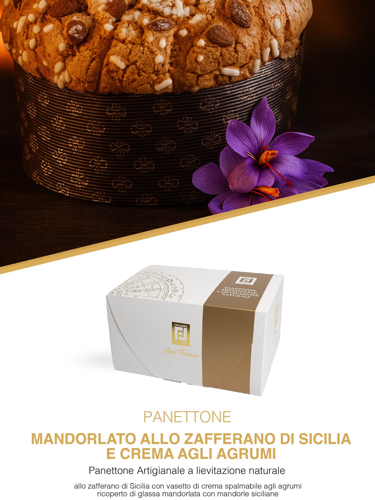 PANETTONE - MANDORLATO ALLO ZAFFERANO DI SICILIA E CREMA AGLI AGRUMI